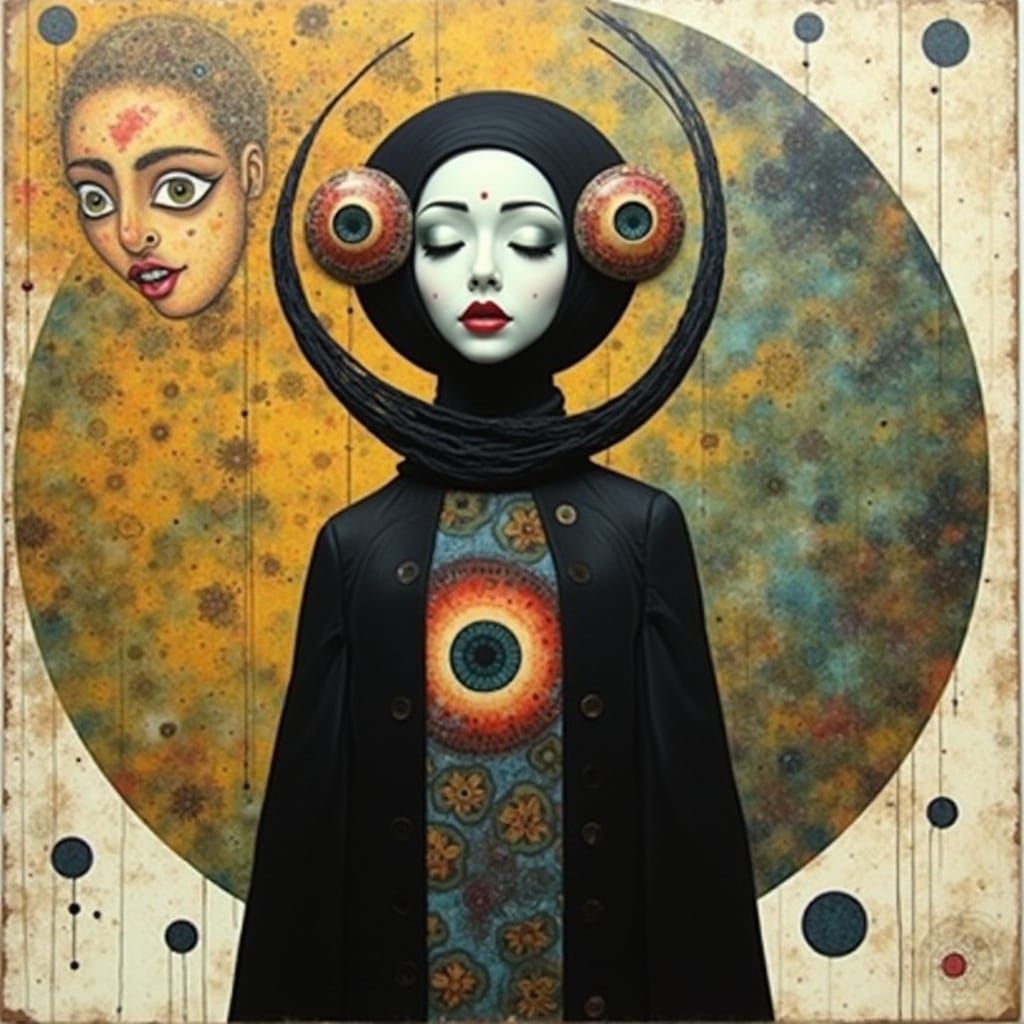 Cosmic Odyssey in Vibrant Spring Hues, Inspired by Klimt