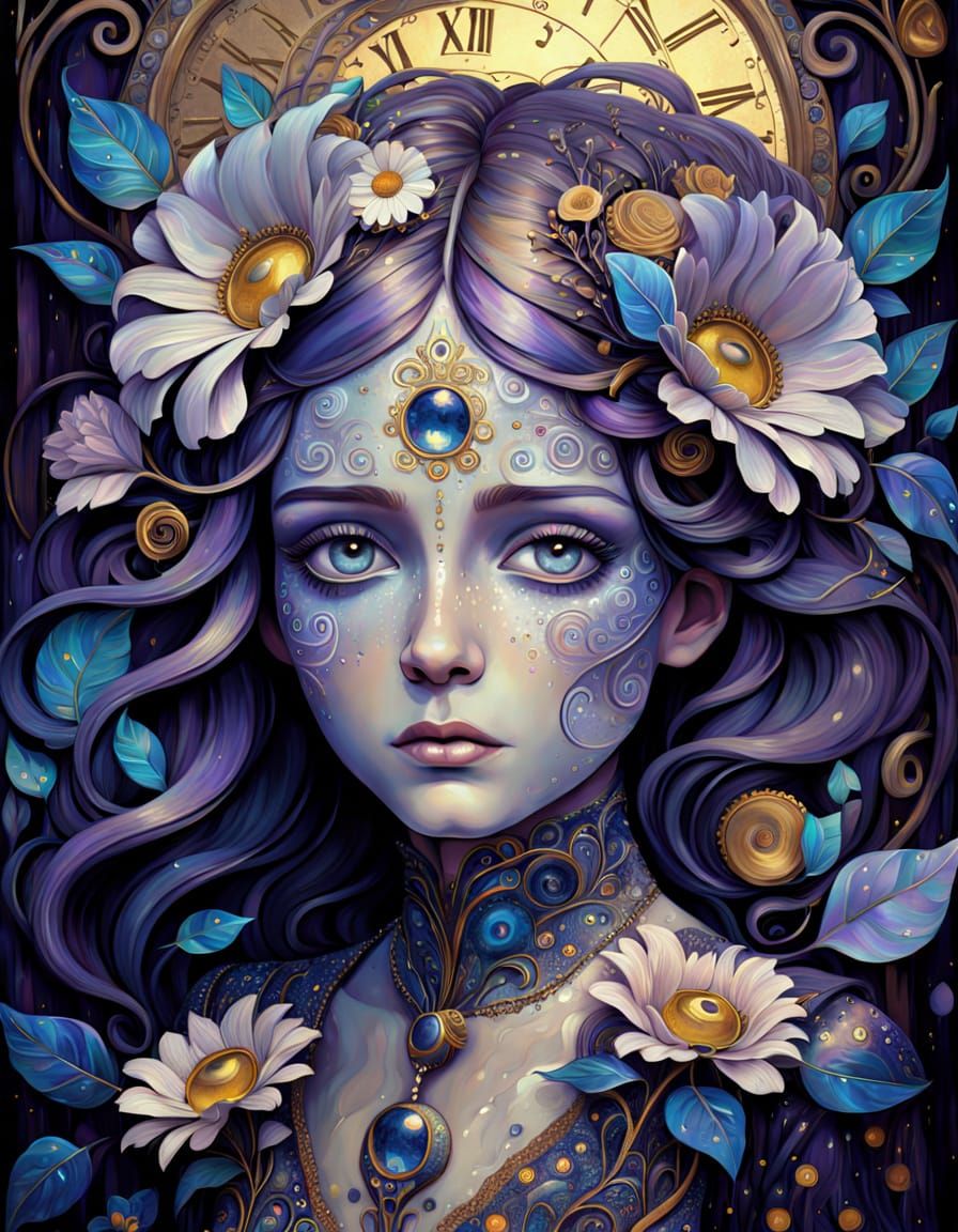 Surreal Victorian Figure in a Ruined Landscape with Whimsica...