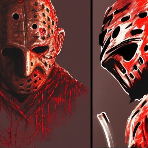 Hyperrealistic Freddy Krueger and Jason Voorhees Splash Art