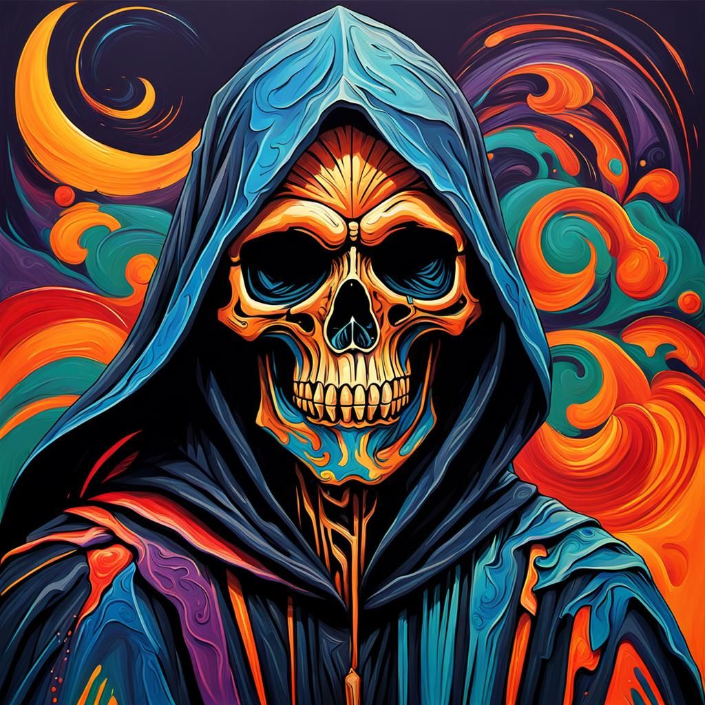 a Vibrant Grim Reaper as a South African Tocholoshe