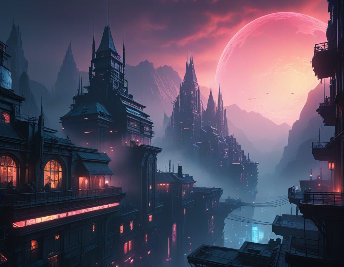 Ancient Mysticism Meets Neon Futurism in a Floating City