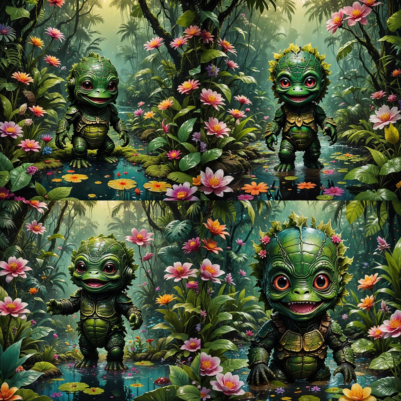 Baby Creature in Jungle, Wes Anderson Style