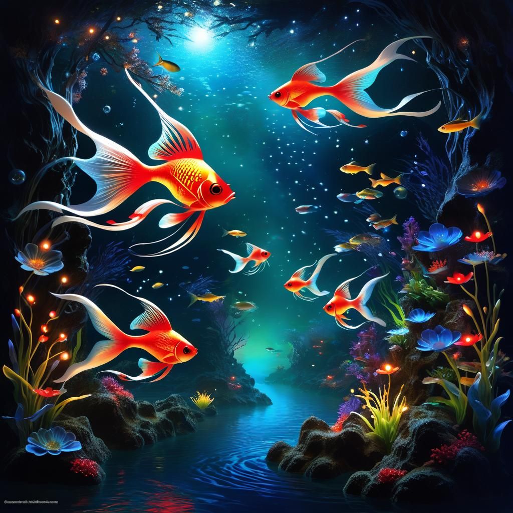 Mystical Flying Fish in a Fantasy Land