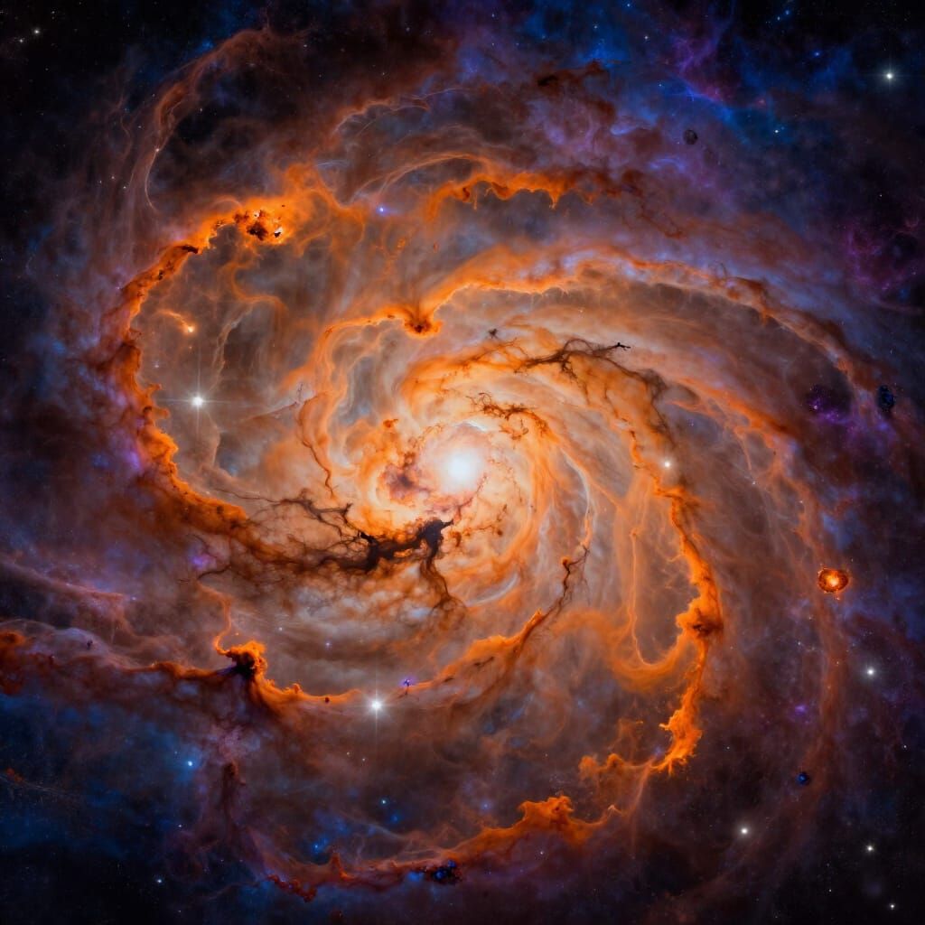 Vibrant Orange Cosmic Dust Cloud in Deep Space