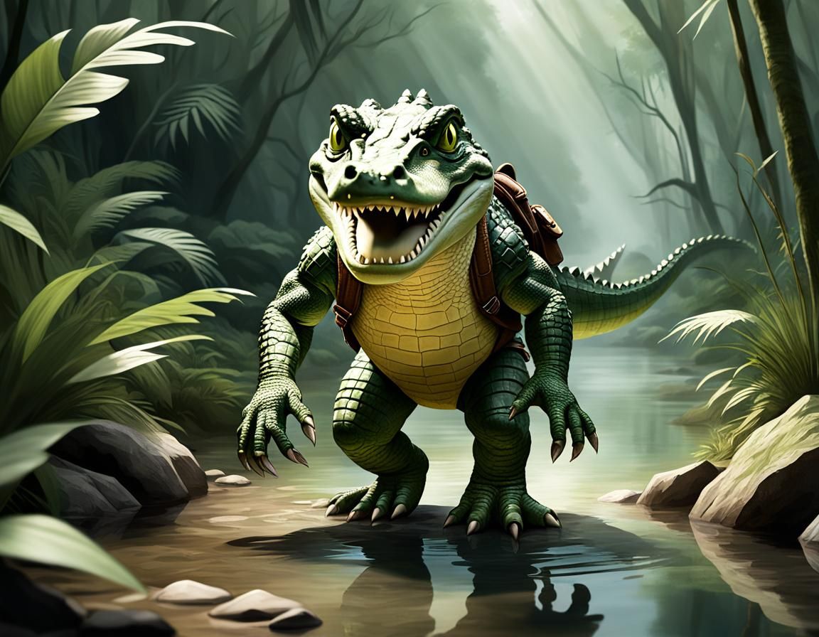 Anthropomorphic Crocodile Exploring
