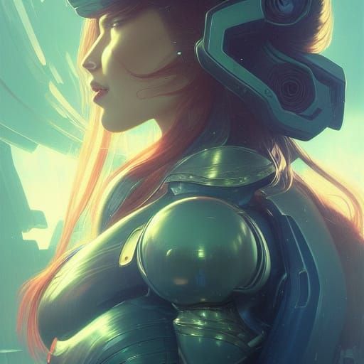 Samus Aran Portrait in Hyperdetailed Style