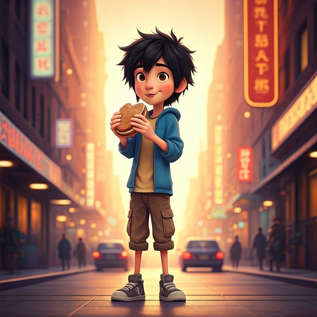 Hiro Hamada Enjoys Ice Cream: 3D Digital Art