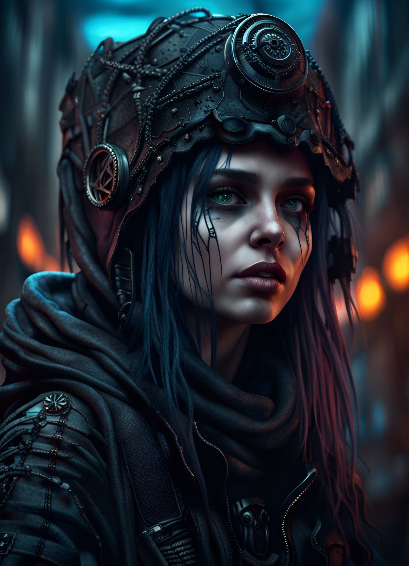 Post-Apocalyptic Goth Woman in Gothic Art Style