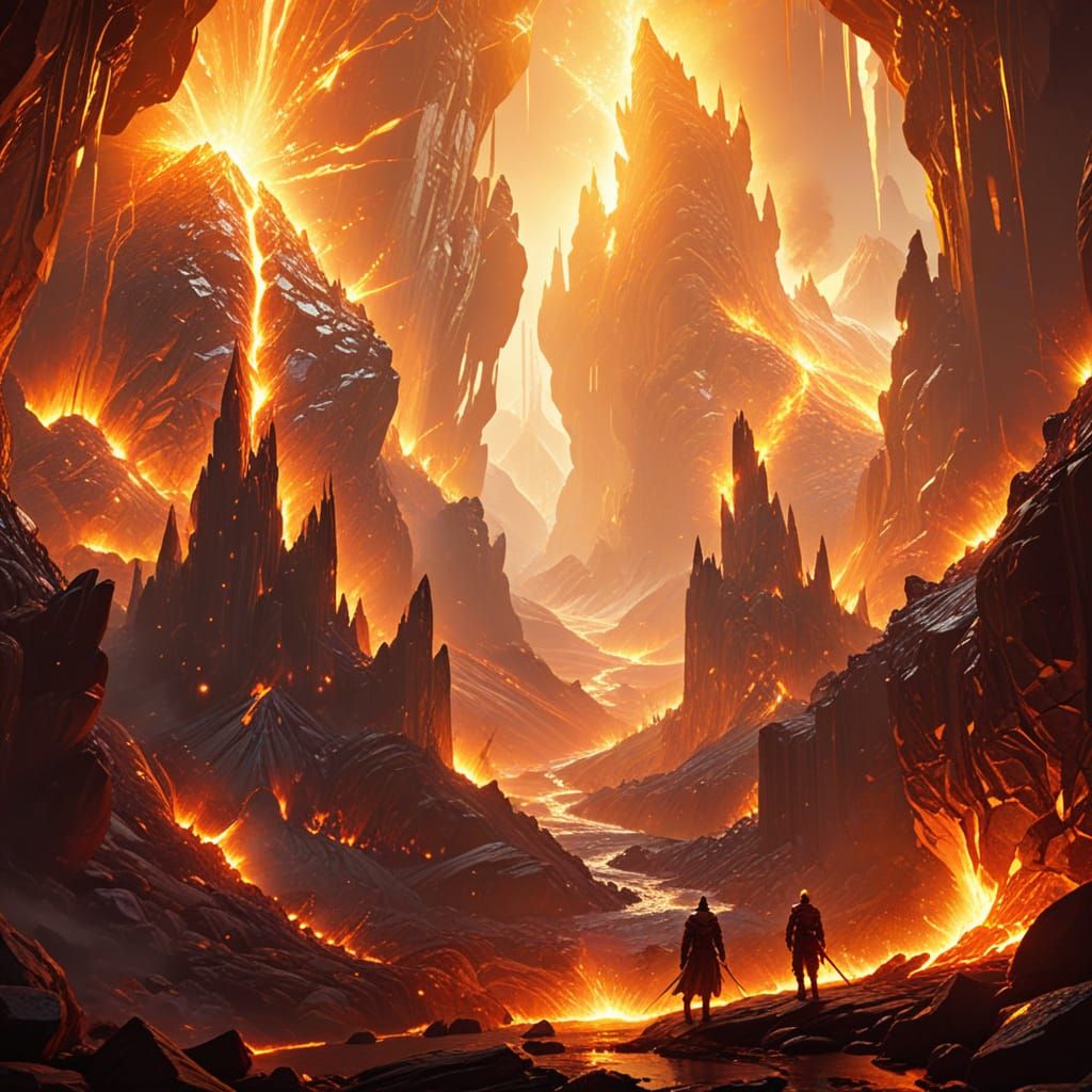 Solarborn Guardians Roam Molten Crystal Mountains as Oil Pai...