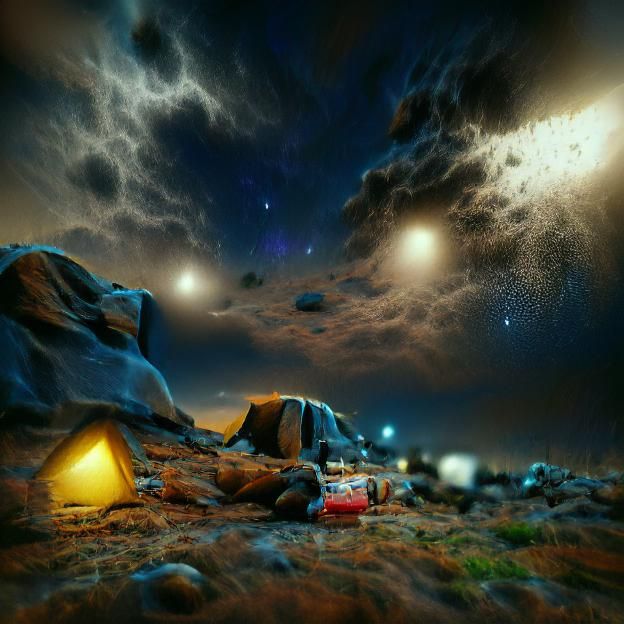 Lonely Place Under Stars: Hyperrealistic 3D Render