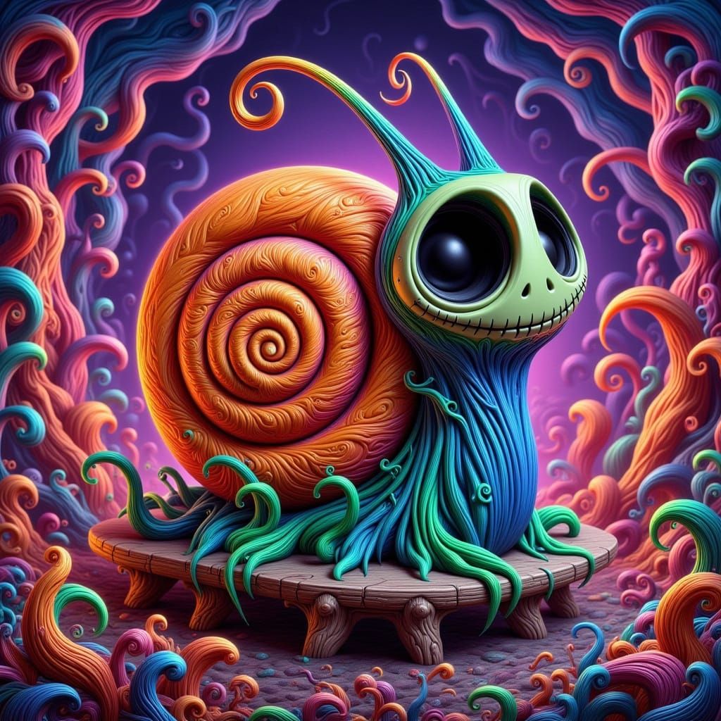 Surreal Jack Snailington Trapped in a 4D Tesseract