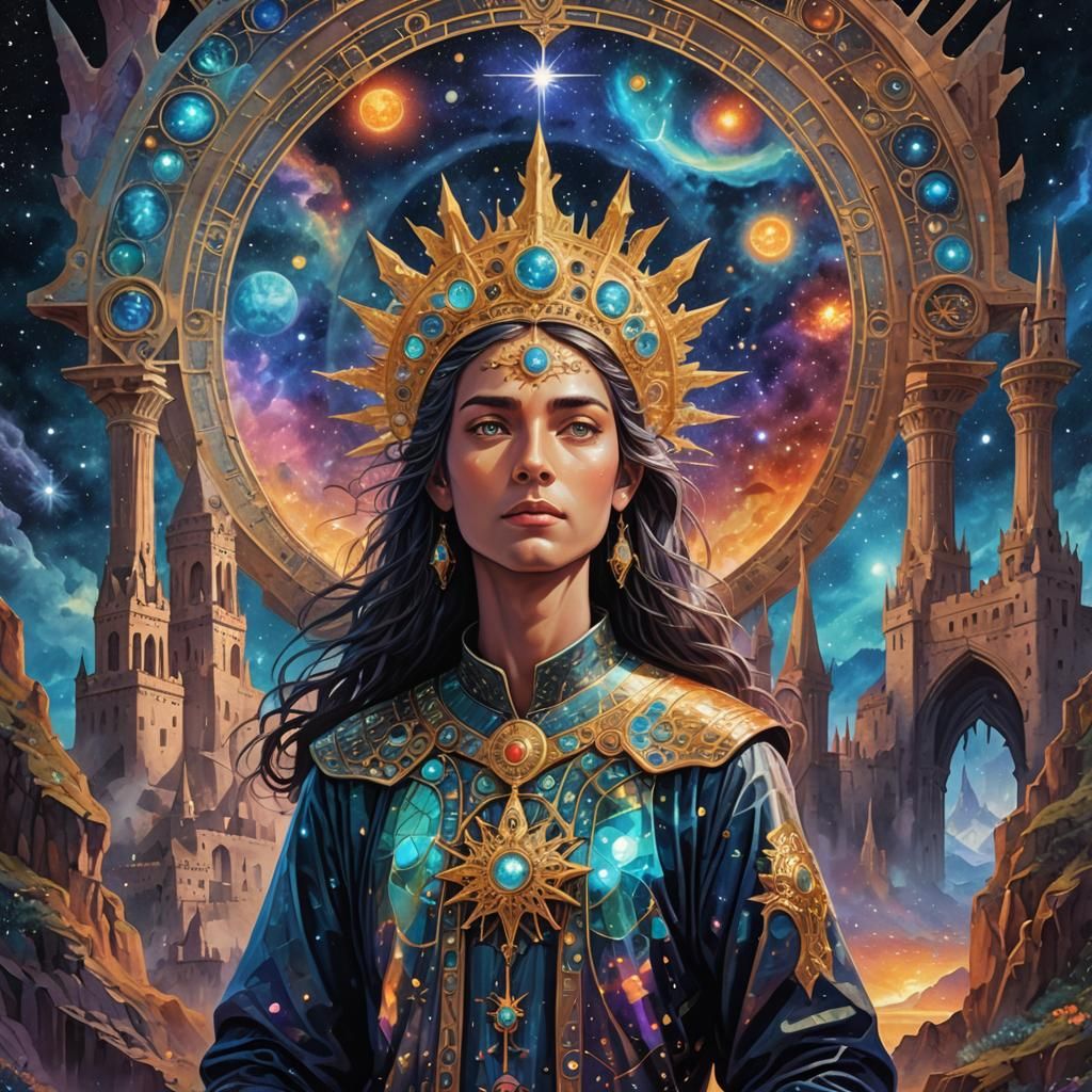 Cosmic Astral Voice Haunts Castle, Holographic Illustration