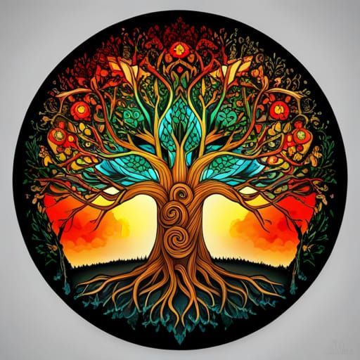 Intricate Celtic Tree of Life Coloring Page