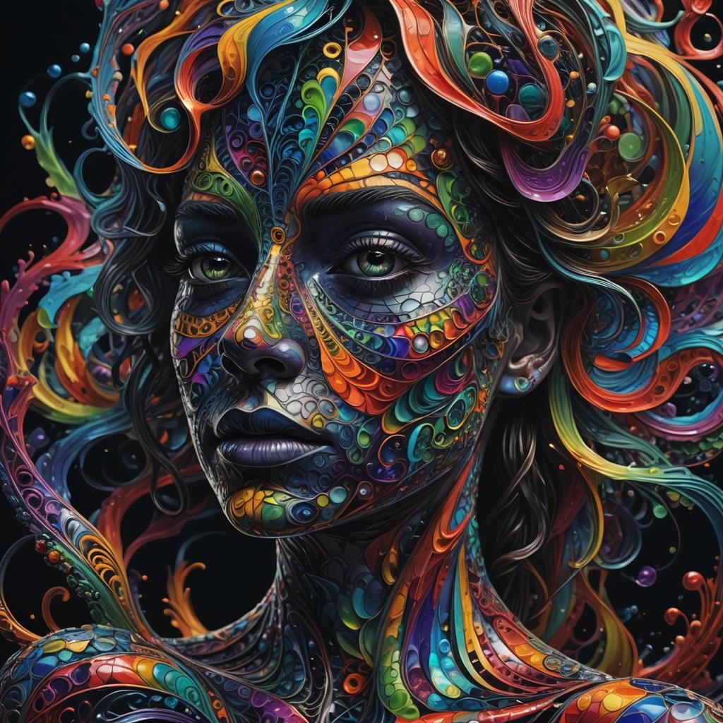 Glass Human Filled with Rainbow Paint in Digital Art