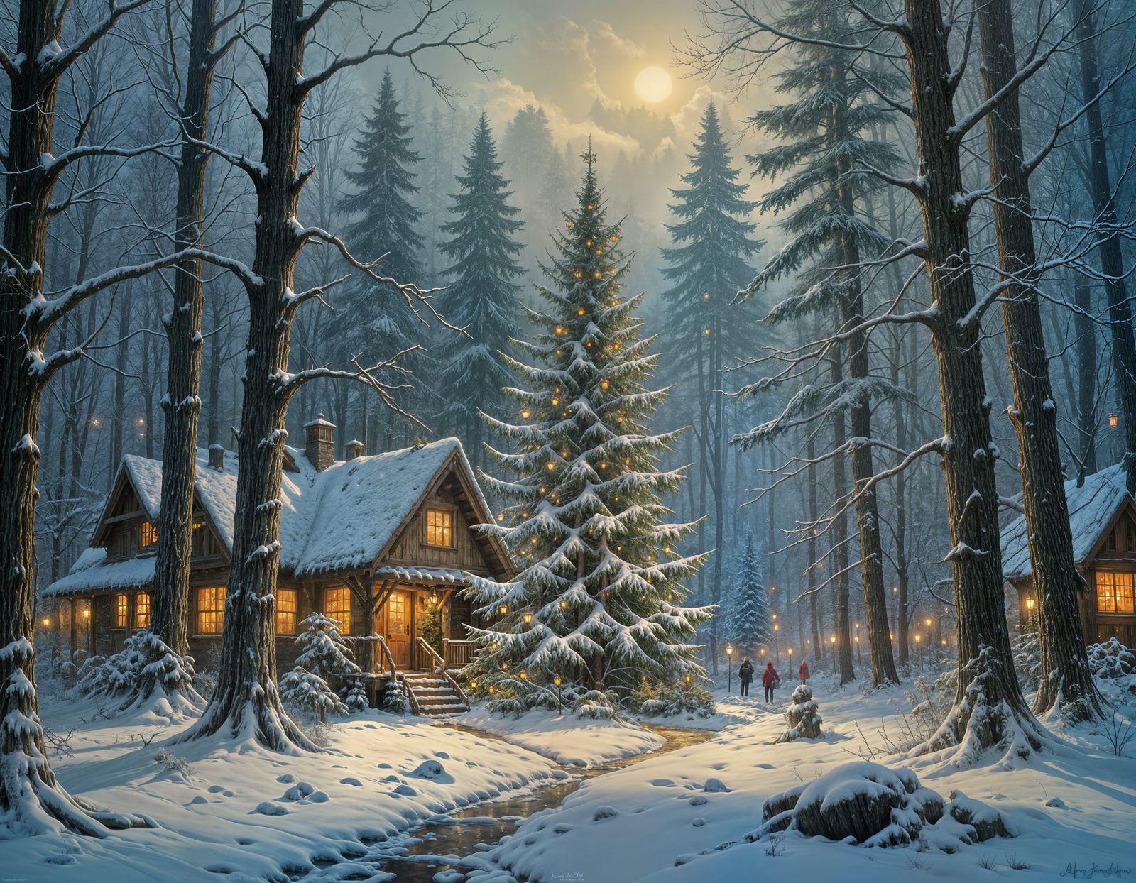 Winter Wonderland Christmas Tree in a Mystical Forest