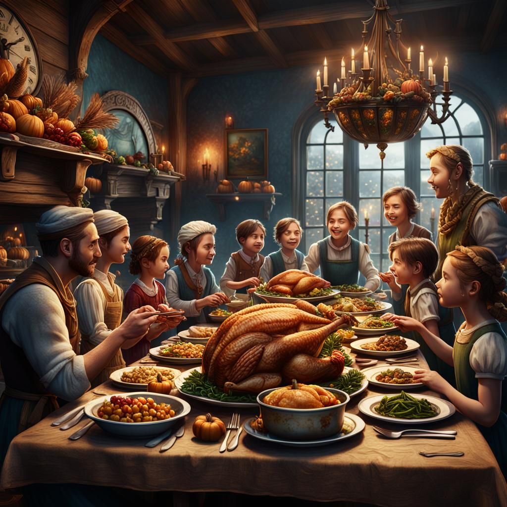 Thanksgiving Dinner: Detailed Matte Painting