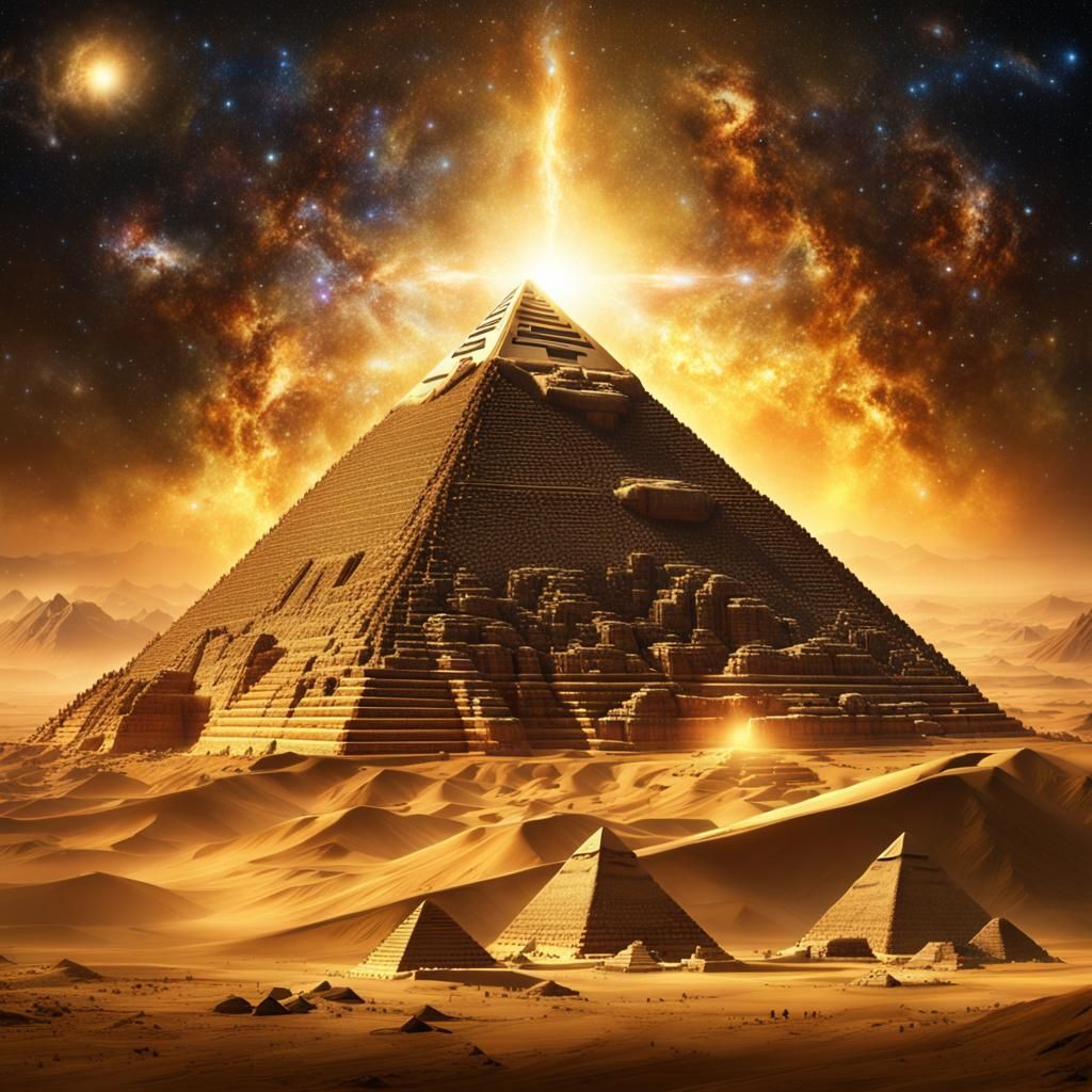 Golden Pyramid Amidst Stars: Digital Matte Painting