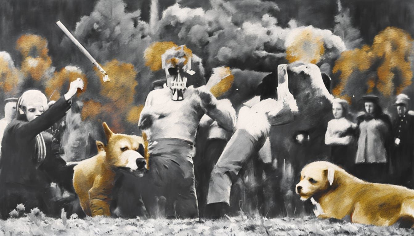 Joyful Cows and Dogs Vote While Evil Spirit Watches