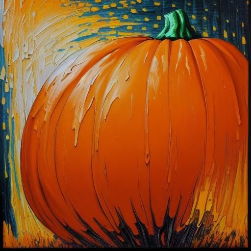 Great Pumpkin in Expressionist Impasto Oil Painting