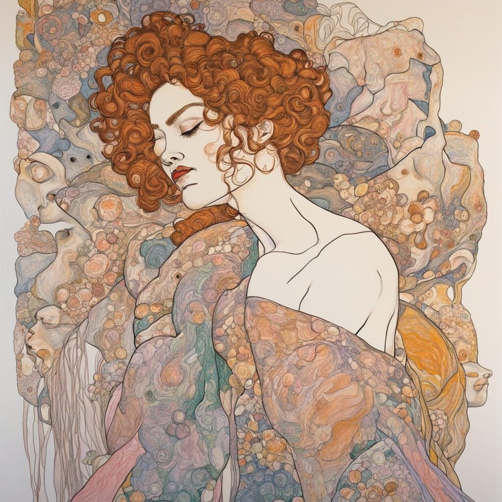 Intricate Abstract Line Drawing in Pastel Colors