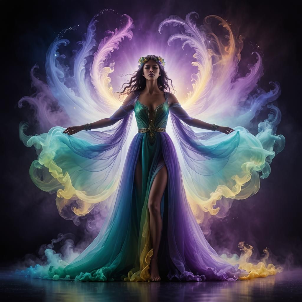 Ethereal Aura: Transparent Being in Dreamy Mist