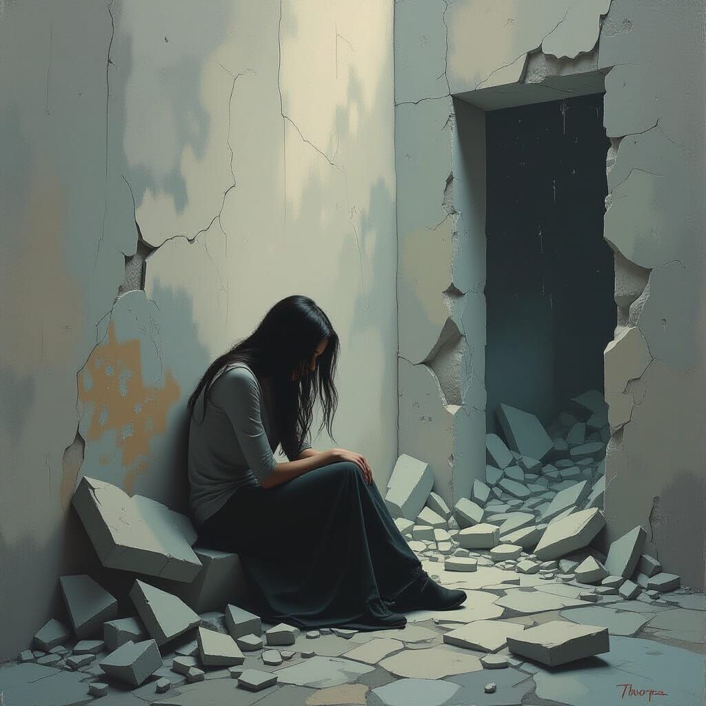 Melancholic Solitude: A Surrealist Depiction of Lost Love