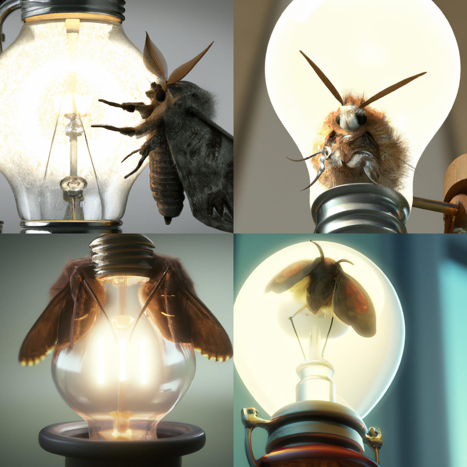 Close-Up of Furry Chibi Moth on Light Bulb