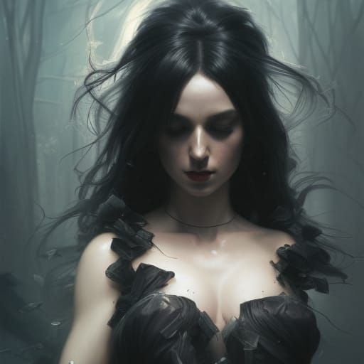 Gothic Vampire Witch Dancing, Dark Fantasy Art