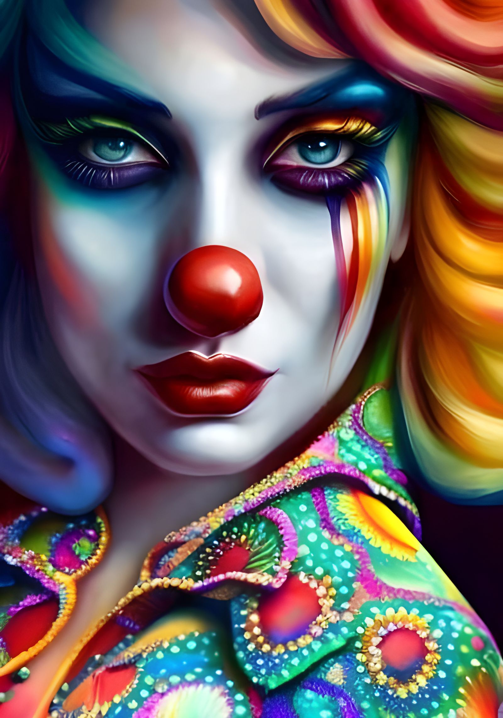 Detailed Clown Portrait as Matte Painting