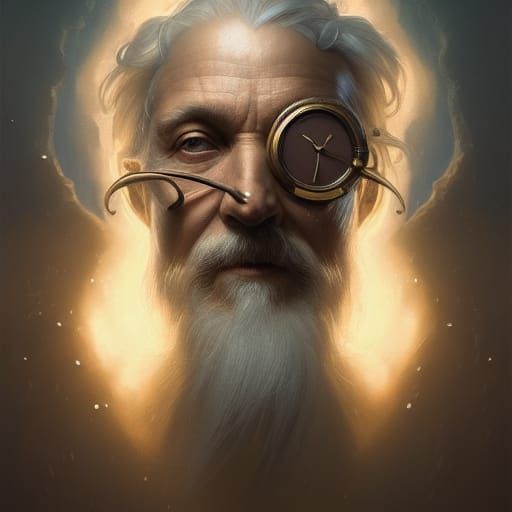 Father Time Portrait in Art Nouveau Style