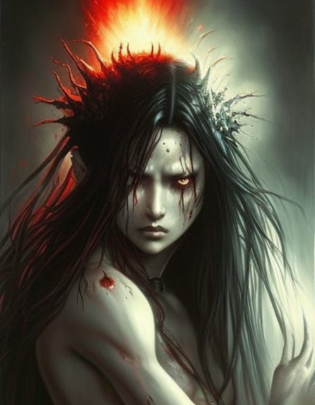 Vampire Woman with Katana: Japanese Horror Portrait