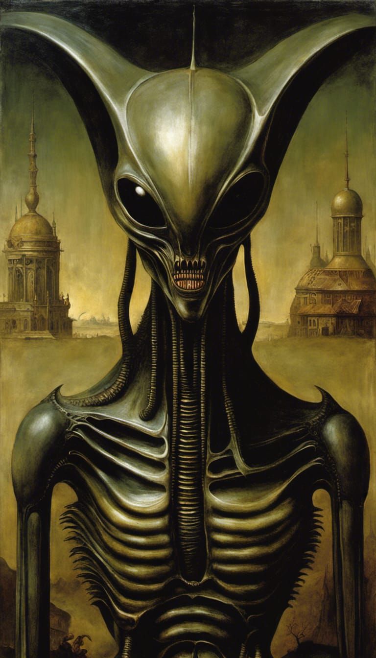 Xenomorph Alien in Renaissance Oil Painting