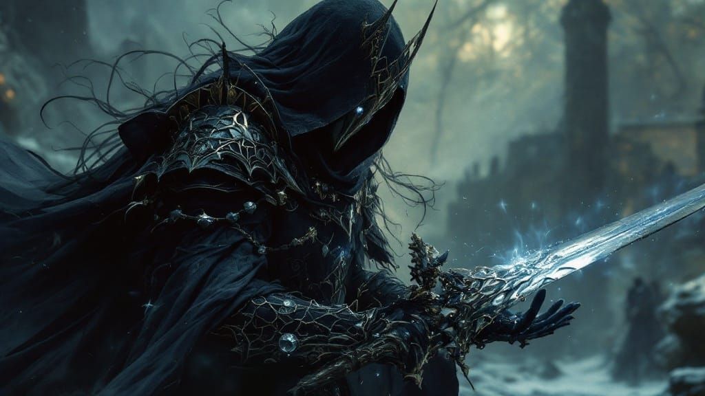 Ethereal Knight in Dark Fantasy Realm