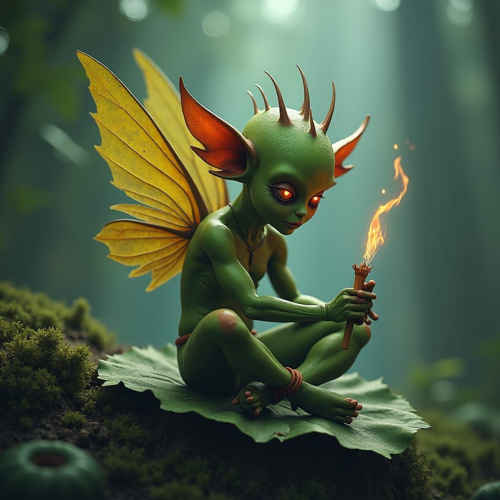 Creepy Baby Fairy Shaman Ritual: Detailed Matte Painting