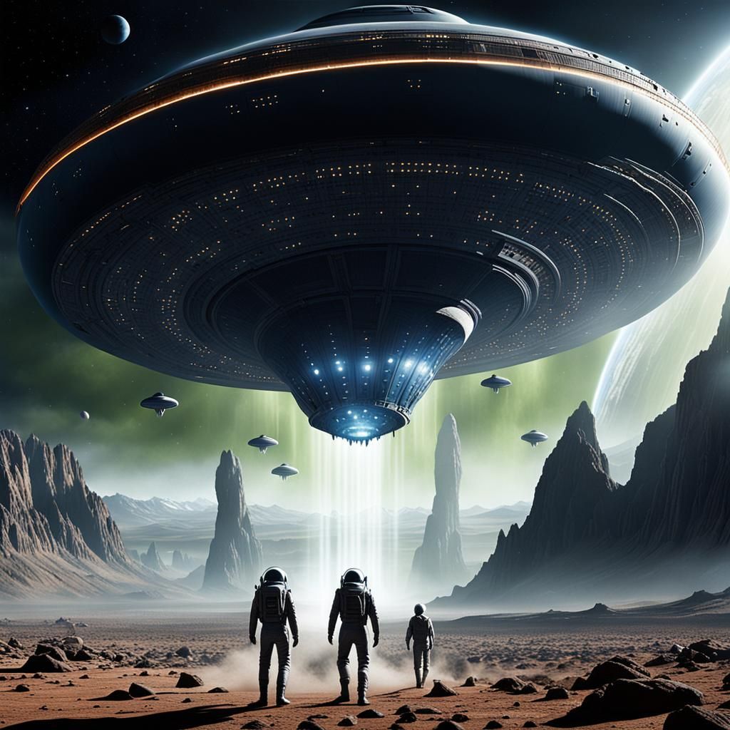 Dramatic First Contact with Aliens Emerging from Spacecraft