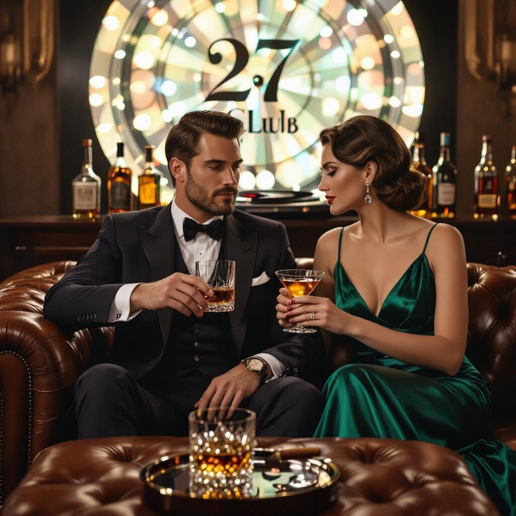 Couple in Vintage Style on Chesterfield Sofa