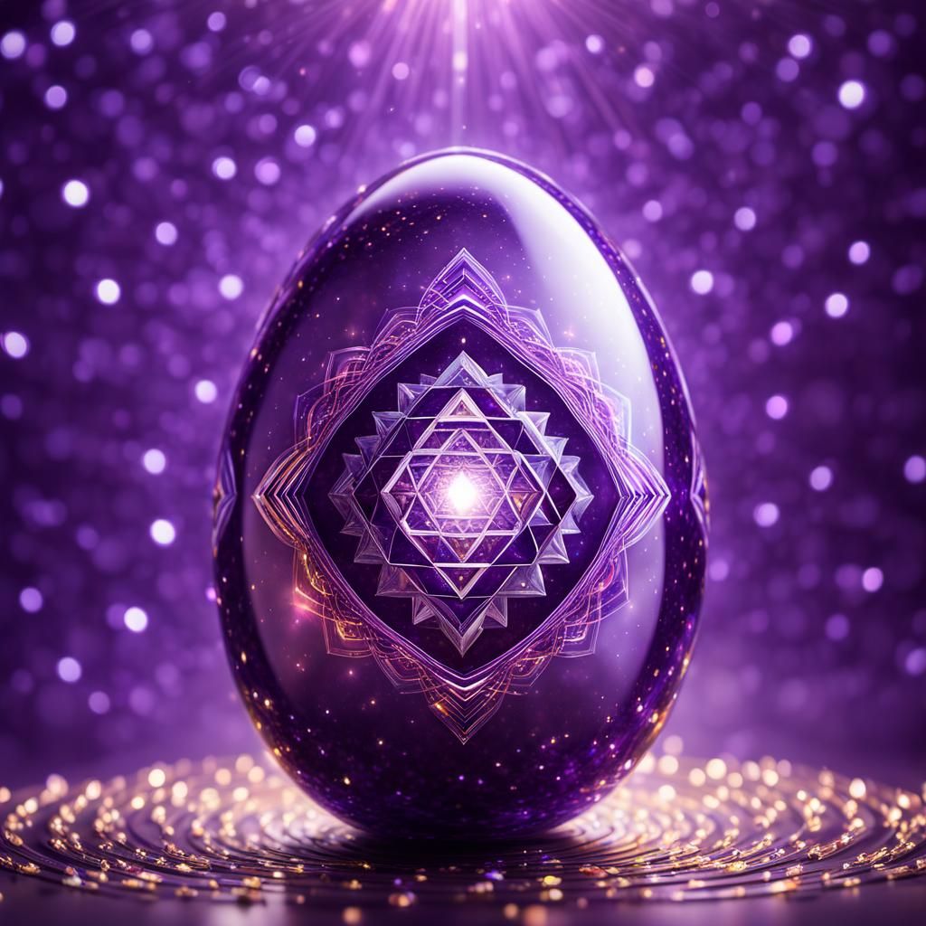 Sparkling Amethyst Torus Yantra Glass Egg