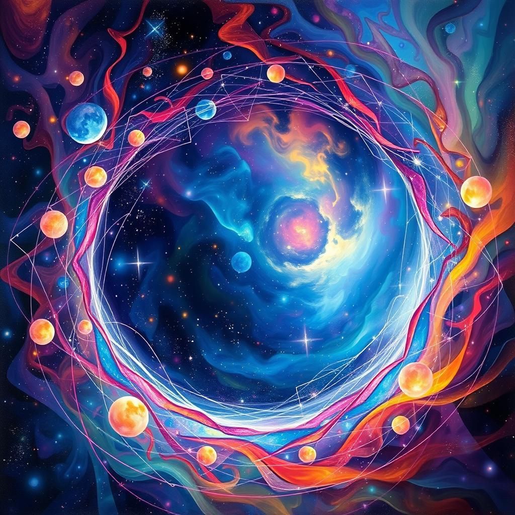 Abstract Masterpiece in Pointillism and Surrealism Style