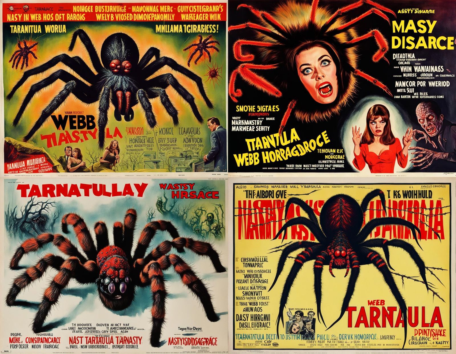 Tarantula Horror in 1960s Movie Poster Style