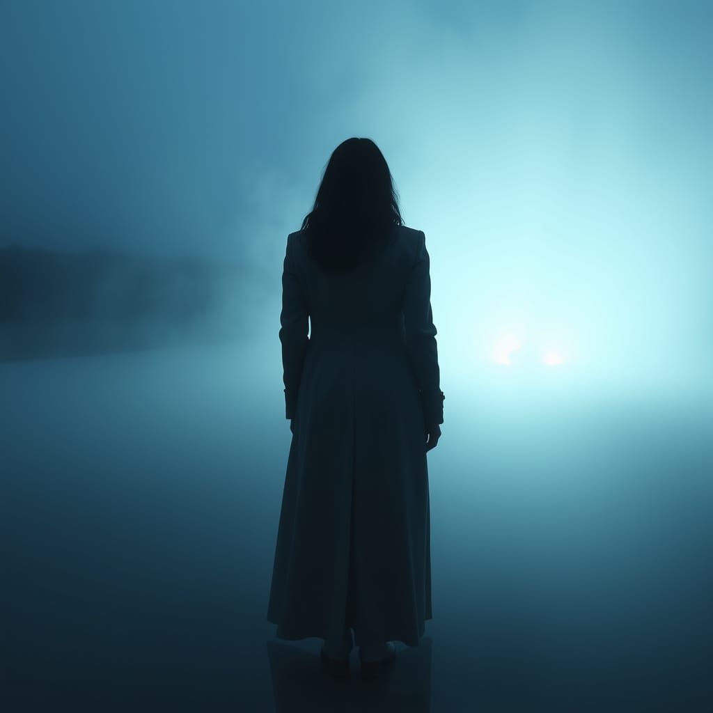 Woman Vanishes into Fog at Geothermal Pool in Moody Cinemati...