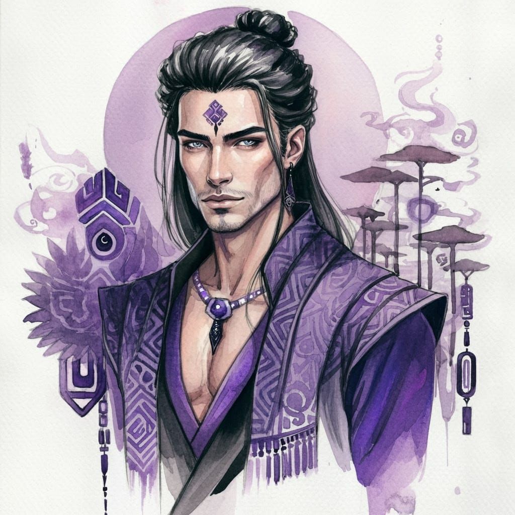 Regal Fantasy Figure in Rich Purple Attire