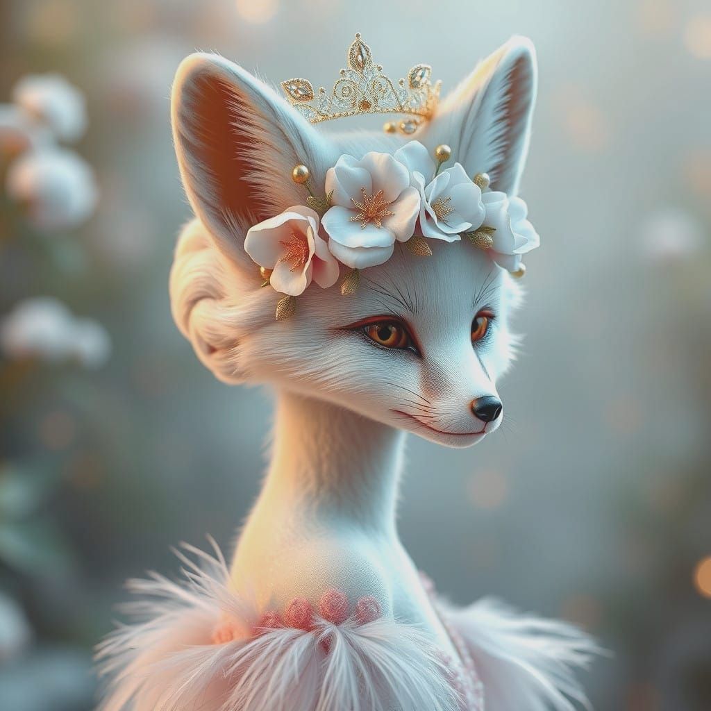 Ethereal Fox Fairy in Delicate Floral Crown