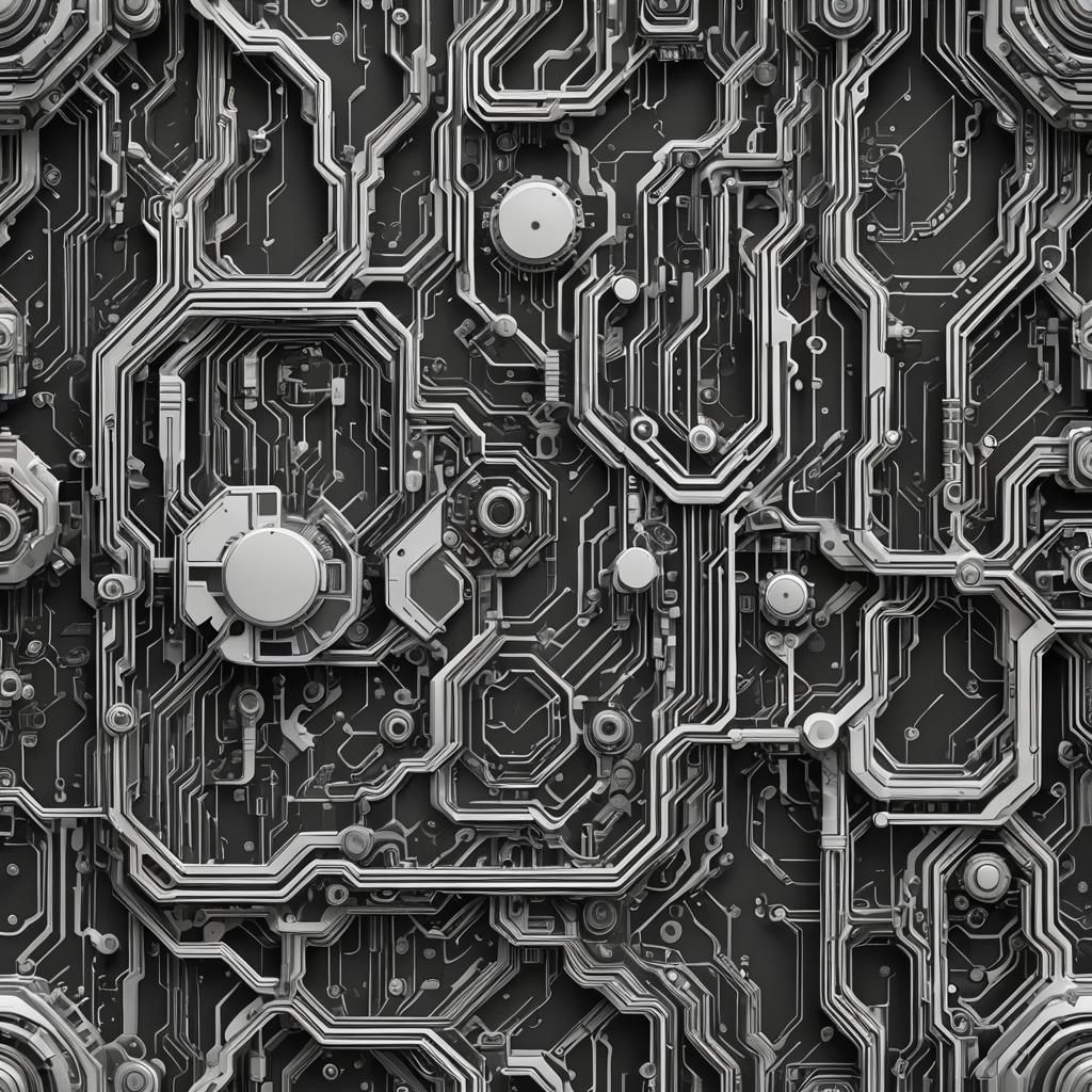 Circuit Vector Art in Black and White