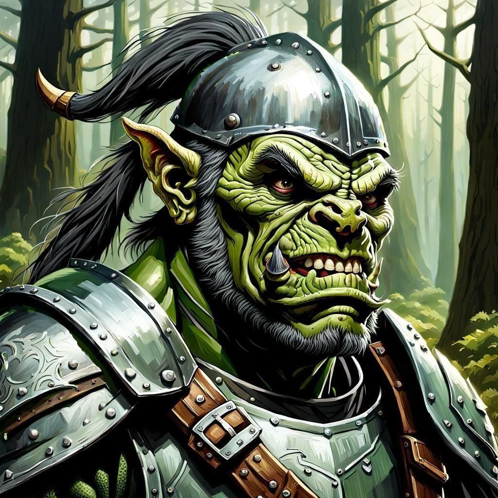 Orc Sergeant in Medieval Forest, Hildebrandt Style