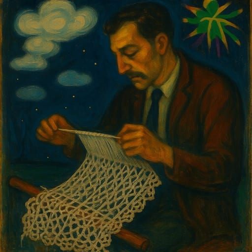 Abstract Figures Weaving Lace by Rothko and Chagall Style