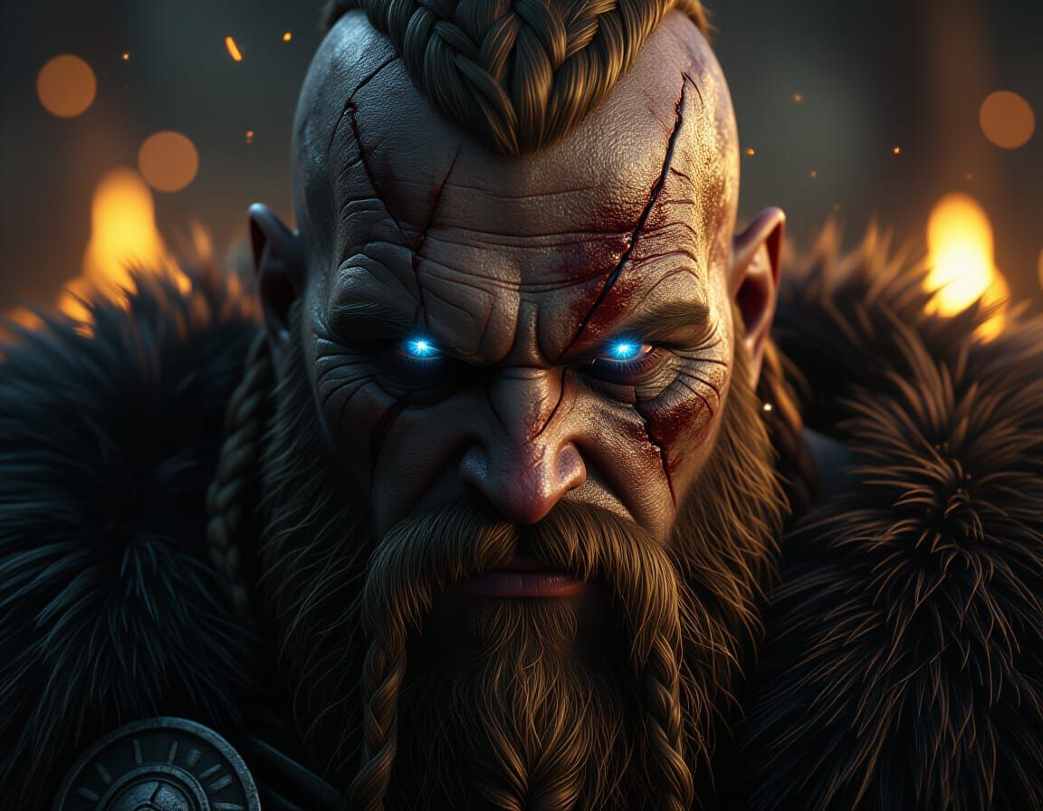 Monstrous Viking Warlord Close-Up in Unreal Engine Style