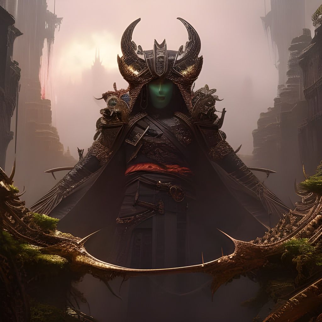 Filigree Black Knight Portrait in Jungle