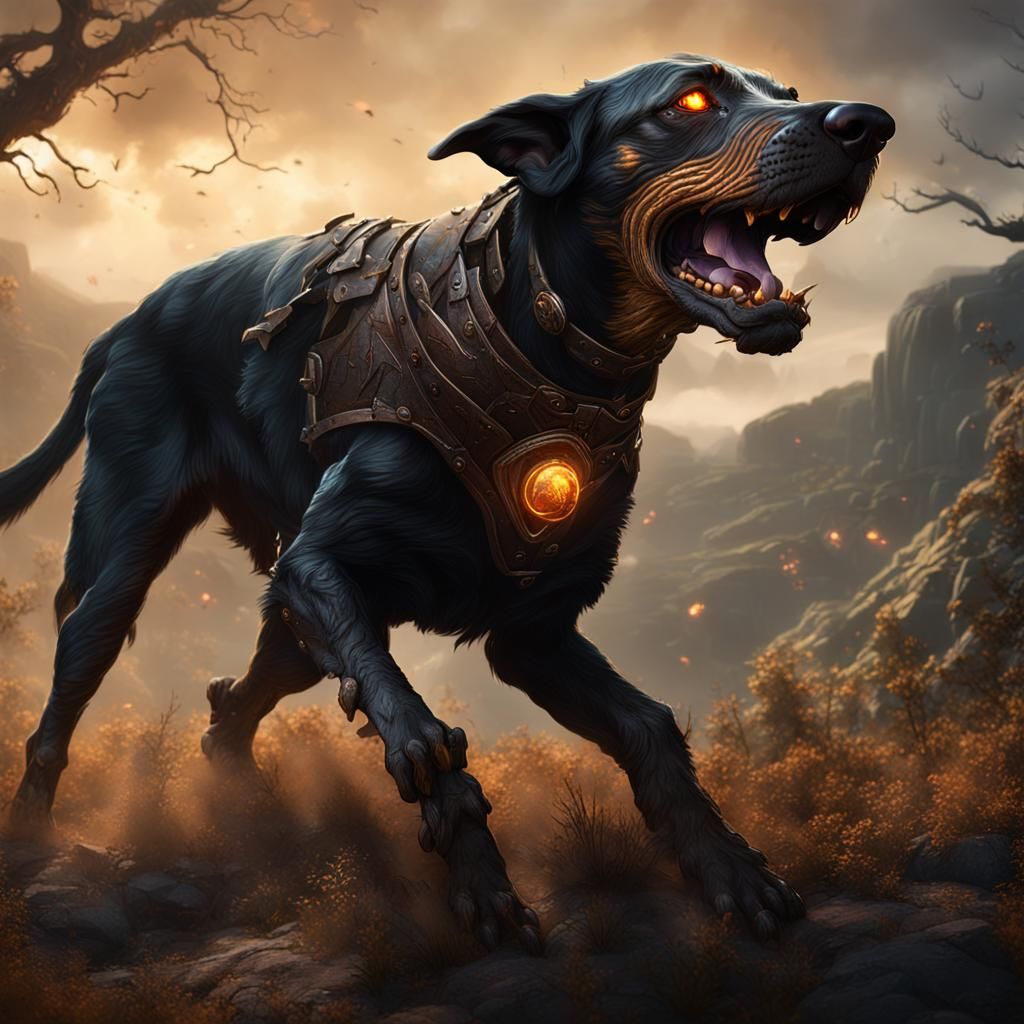 Hound of Baskerville Attack Pose: Detailed Matte Painting