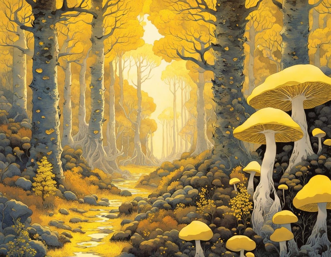Mystical Mushroom Forest in Kirigami Style