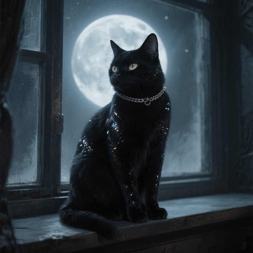 Mysterious Black Cat in Noir Style